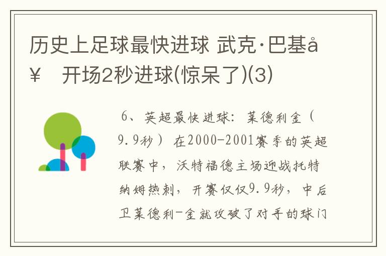 历史上足球最快进球 武克·巴基奇开场2秒进球(惊呆了)(3)