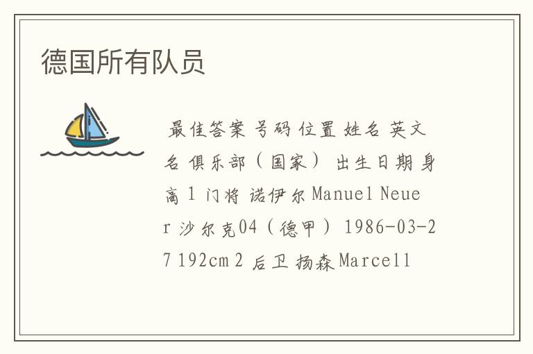 德国所有队员