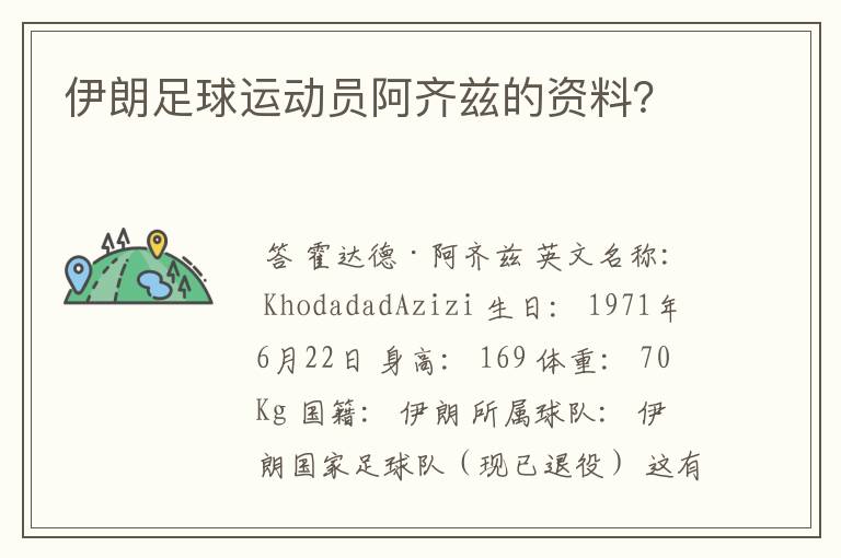 伊朗足球运动员阿齐兹的资料?