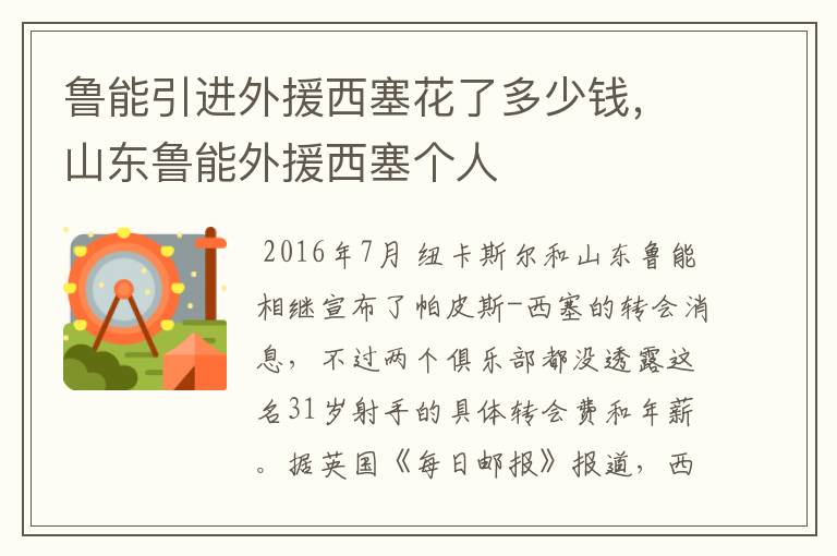 鲁能引进外援西塞花了多少钱,山东鲁能外援西塞个人