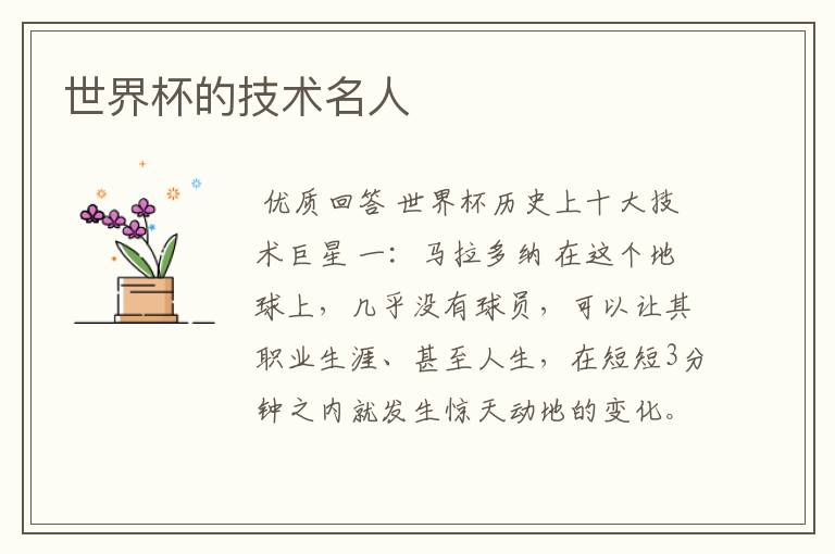 世界杯的技术名人