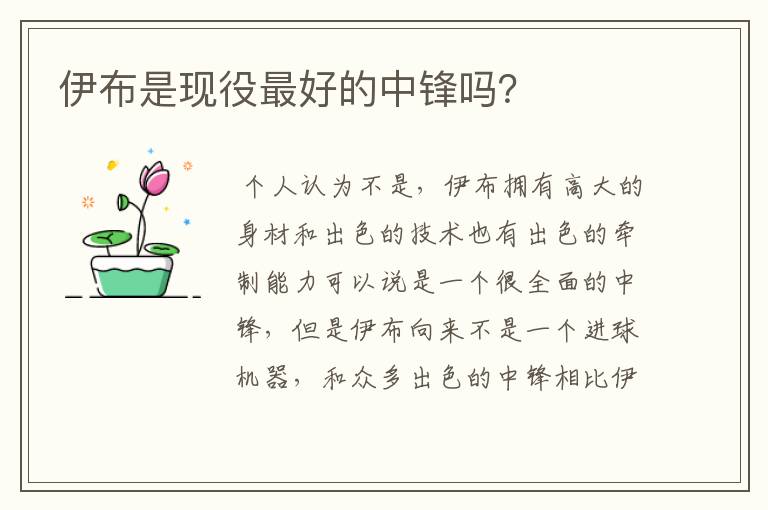 伊布是现役最好的中锋吗?