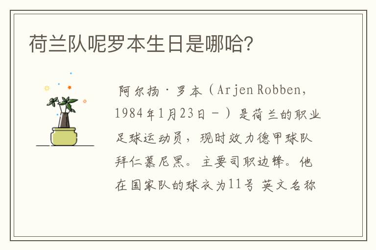 荷兰队呢罗本生日是哪哈?
