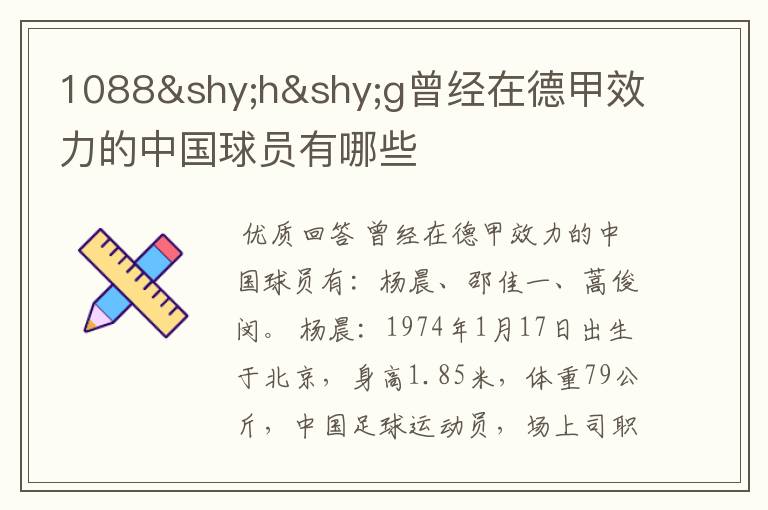 1088hg曾经在德甲效力的中国球员有哪些