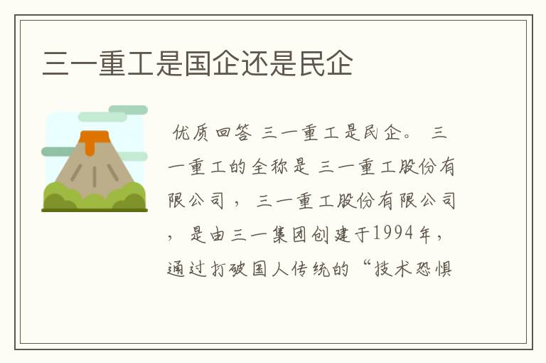 三一重工是国企还是民企