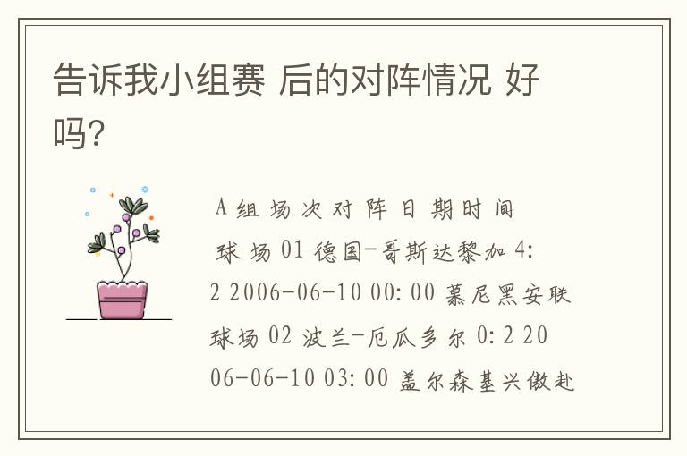 告诉我小组赛 后的对阵情况 好吗?