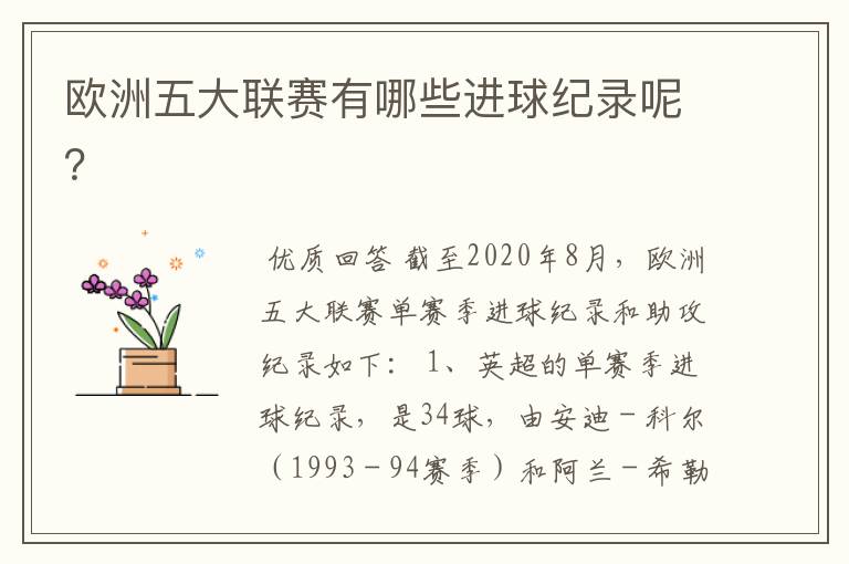 欧洲五大联赛有哪些进球纪录呢?