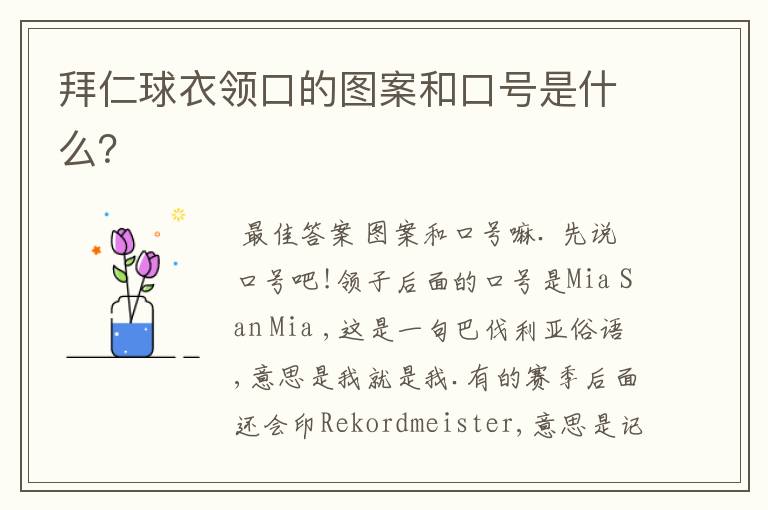 拜仁球衣领口的图案和口号是什么？