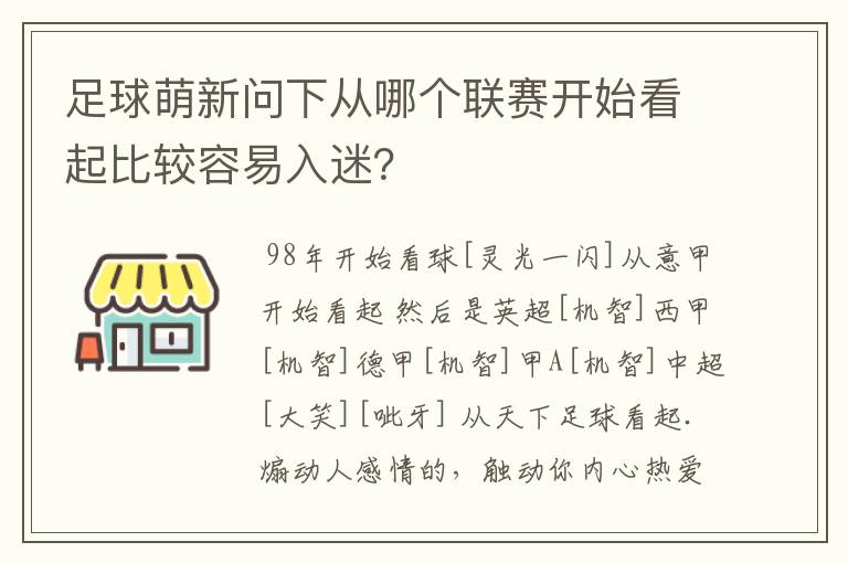足球萌新问下从哪个联赛开始看起比较容易入迷?