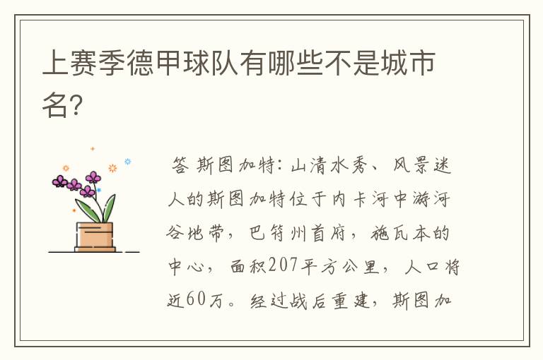 上赛季德甲球队有哪些不是城市名?