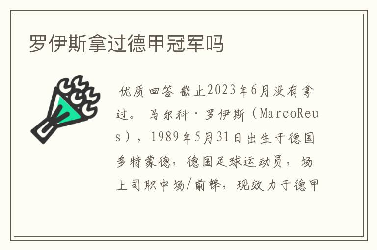 罗伊斯拿过德甲冠军吗