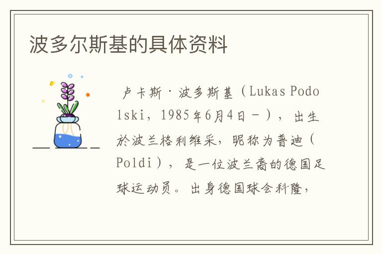 波多尔斯基的具体资料