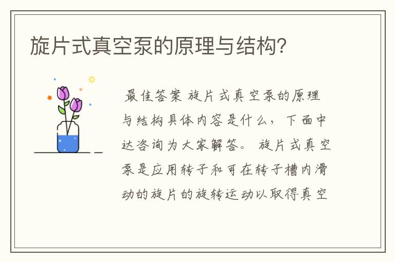 旋片式真空泵的原理与结构?