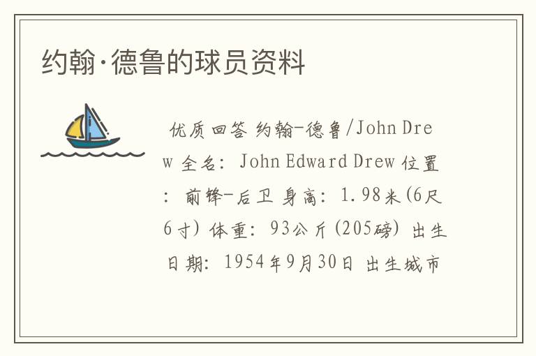 约翰·德鲁的球员资料