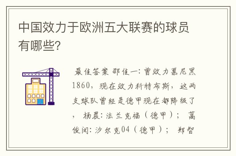 中国效力于欧洲五大联赛的球员有哪些?