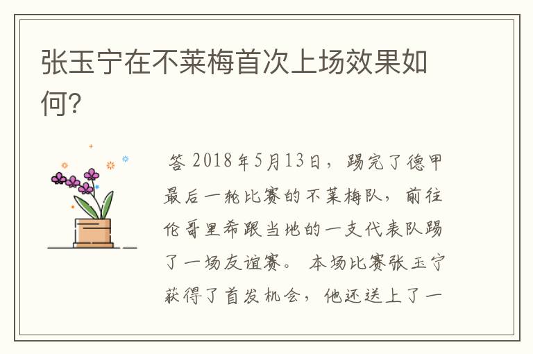 张玉宁在不莱梅首次上场效果如何?