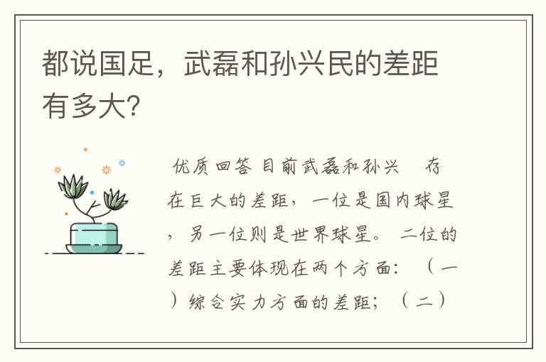 都说国足,武磊和孙兴民的差距有多大?