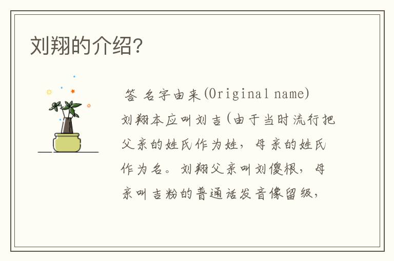 刘翔的介绍?