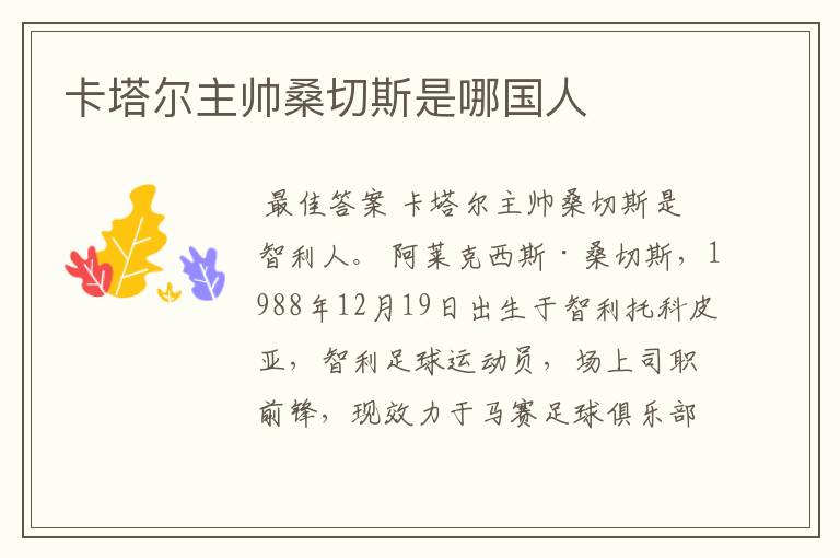 卡塔尔主帅桑切斯是哪国人
