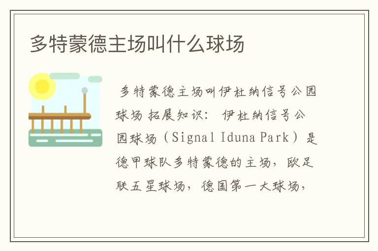 多特蒙德主场叫什么球场
