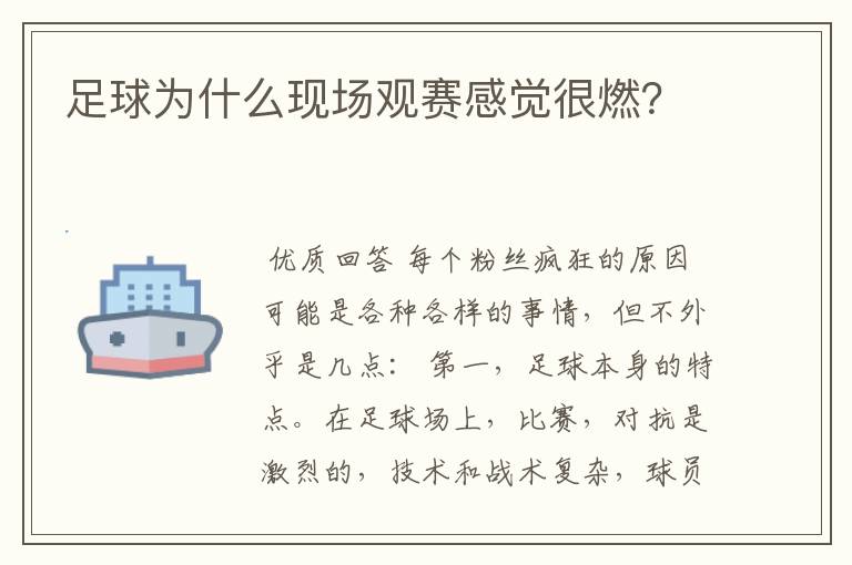 足球为什么现场观赛感觉很燃?
