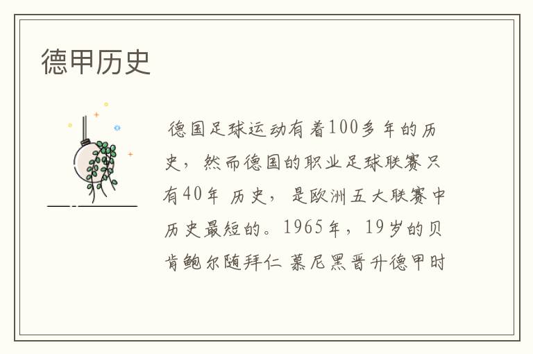 德甲历史