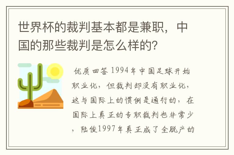 世界杯的裁判基本都是兼职,中国的那些裁判是怎么样的?