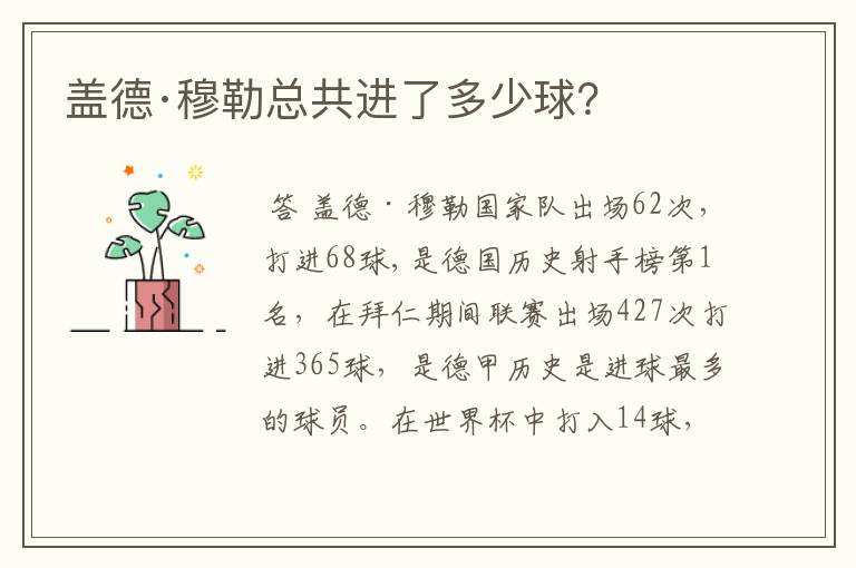 盖德·穆勒总共进了多少球?