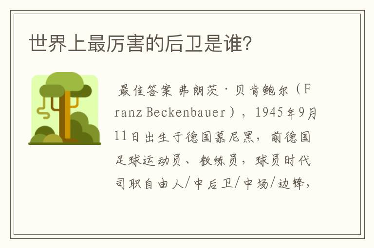 世界上最厉害的后卫是谁?