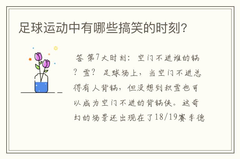 足球运动中有哪些搞笑的时刻?
