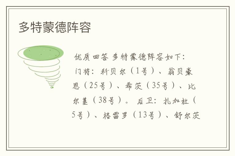 多特蒙德阵容