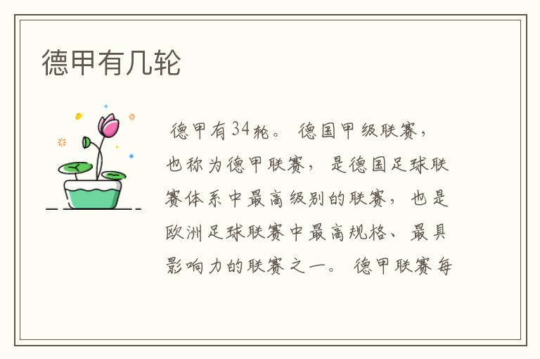 德甲有几轮