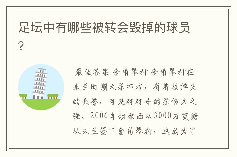 足坛中有哪些被转会毁掉的球员?