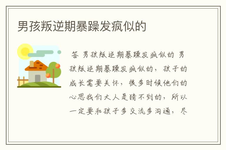 男孩叛逆期暴躁发疯似的