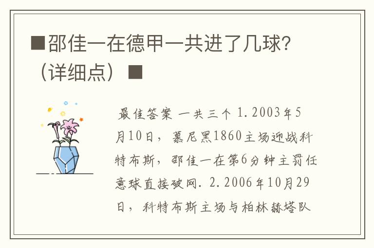■邵佳一在德甲一共进了几球?(详细点)■