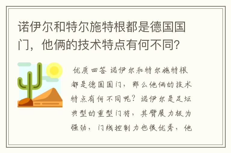 诺伊尔和特尔施特根都是德国国门,他俩的技术特点有何不同?