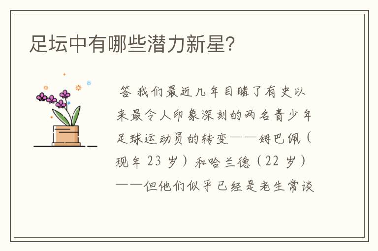 足坛中有哪些潜力新星?