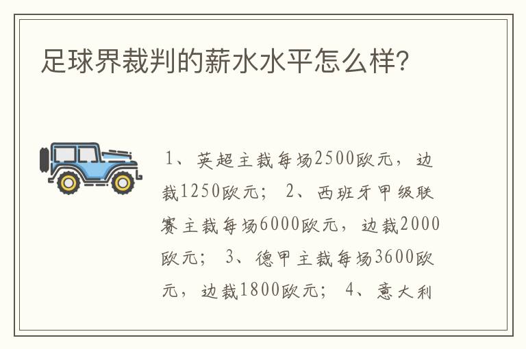 足球界裁判的薪水水平怎么样?