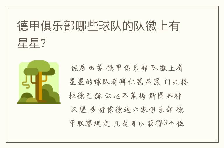德甲俱乐部哪些球队的队徽上有星星?