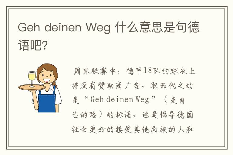 Geh deinen Weg 什么意思是句德语吧?
