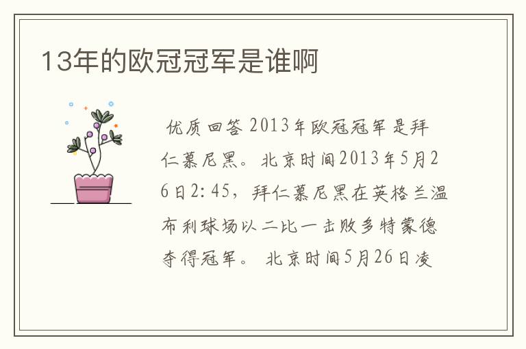 13年的欧冠冠军是谁啊