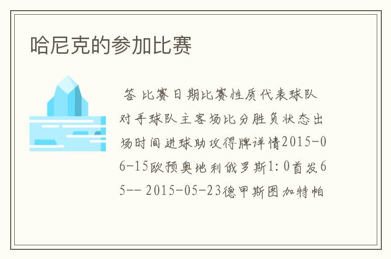 哈尼克的参加比赛