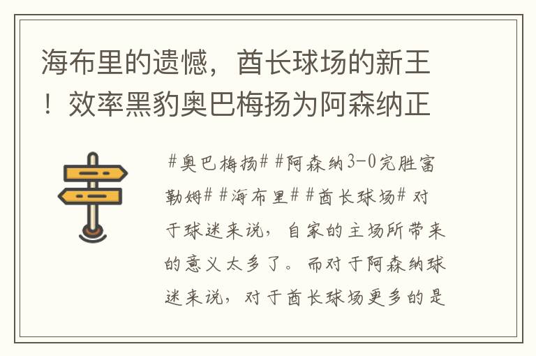 海布里的遗憾,酋长球场的新王!效率黑豹奥巴梅扬为阿森纳正名!