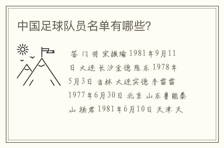 中国足球队员名单有哪些?