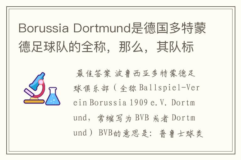 Borussia Dortmund是德国多特蒙德足球队的全称,那么,其队标上的“BVB”又代表什么or其全写是什么?