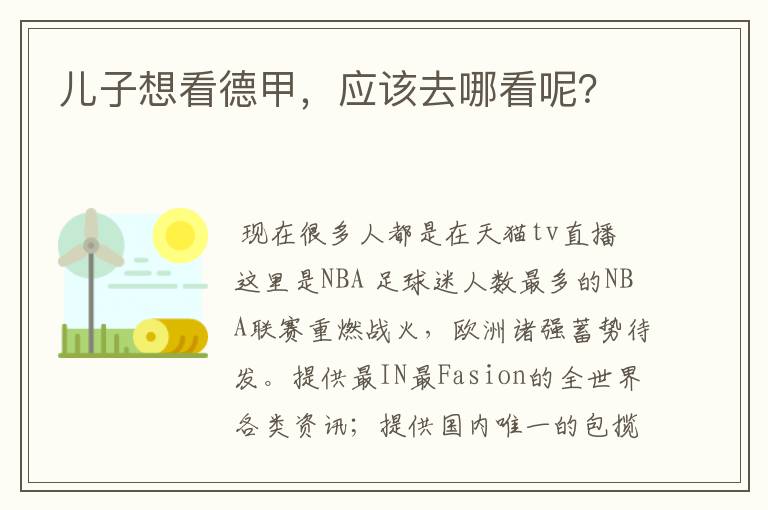 儿子想看德甲,应该去哪看呢?