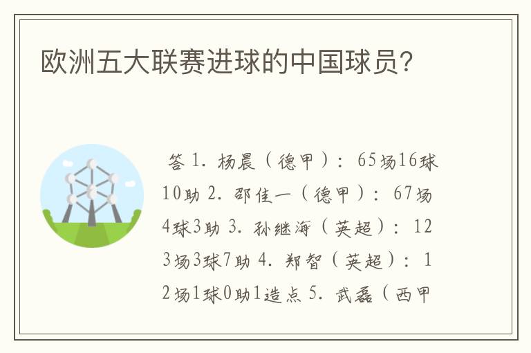 欧洲五大联赛进球的中国球员?