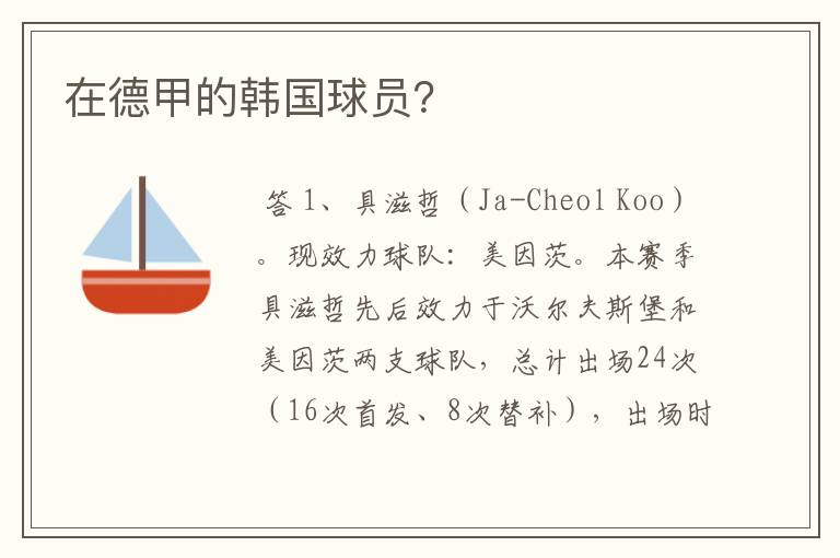 在德甲的韩国球员?