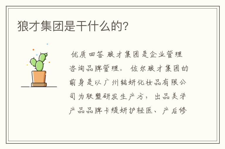 狼才集团是干什么的?