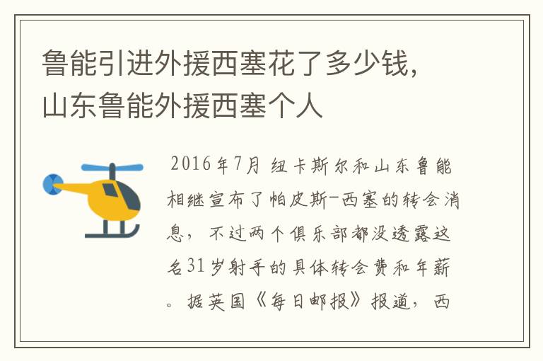 鲁能引进外援西塞花了多少钱,山东鲁能外援西塞个人